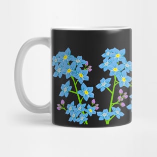 Forget Me Not Light Blue Wild Flowers - Summer & Spring Floral Hand-drawn Artwork Mug